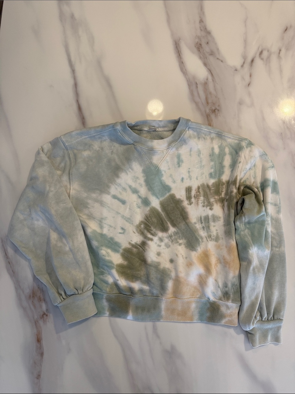 Abercrombie Soft A&F Collection Tie-Dye Crewneck Sweatshirt XS Blue Green Grey